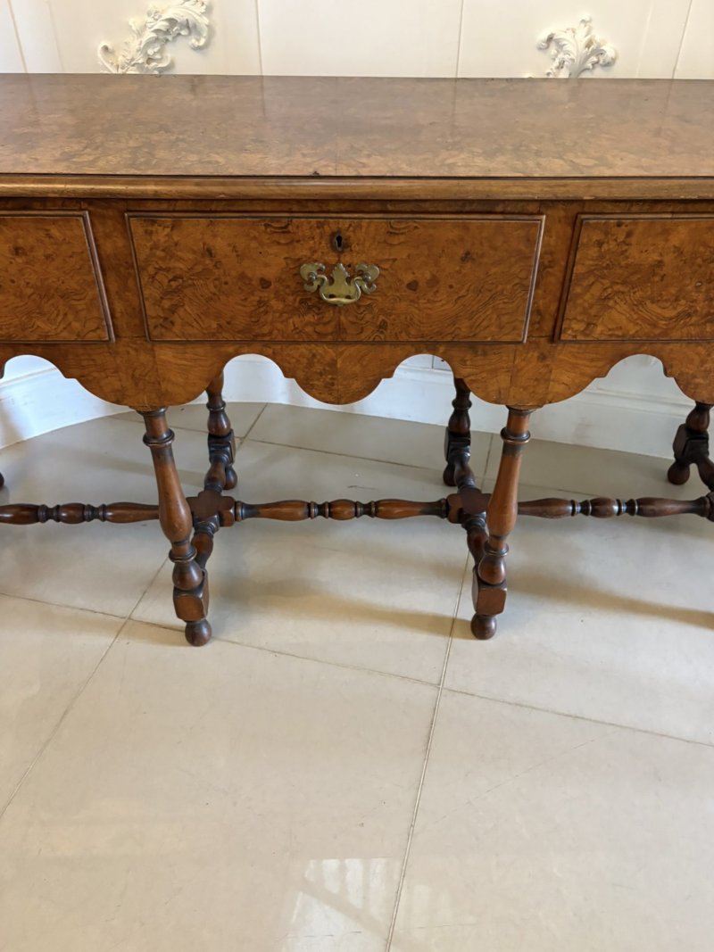 Unusual Antique Edwardian Quality Burr Walnut Dresser Base - Image 5